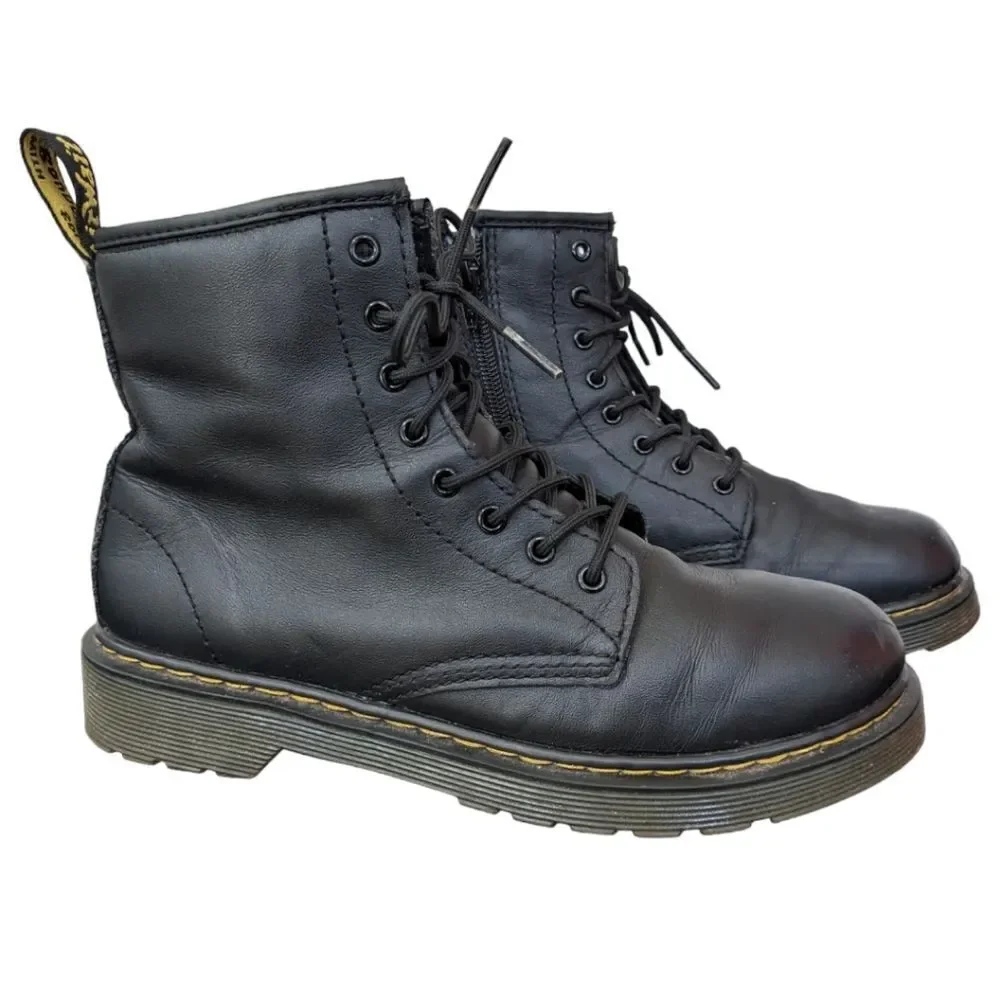 Dr. Martens Junior 1460 Softy T Leather Lace Up Boots in Black Size US 4M US 5L